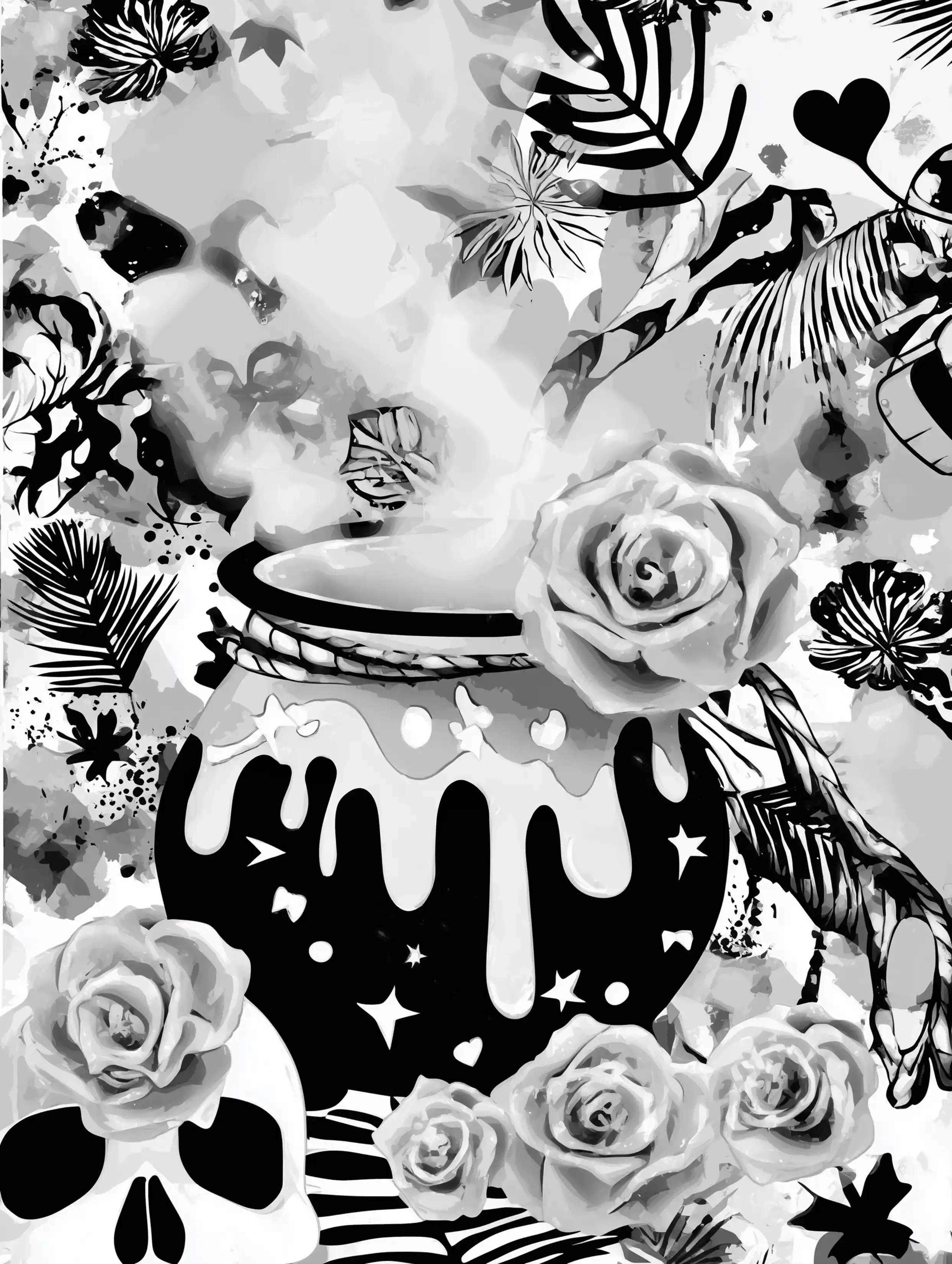 Free printable witch coloring page for adults featuring a beautiful cauldron